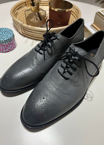 SİLVİO MASSİMO GRİ DERİ KLASİK ERKEK AYAKKABI 43 NUMARA - Görsel 3