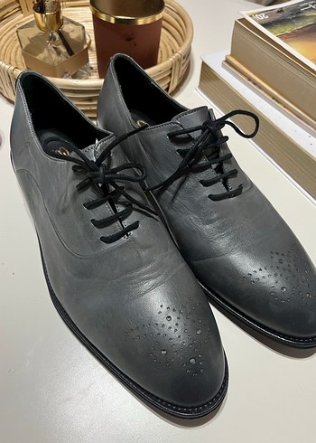 SİLVİO MASSİMO GRİ DERİ KLASİK ERKEK AYAKKABI 43 NUMARA - Görsel 2