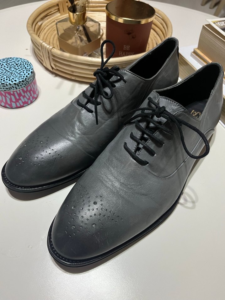 SİLVİO MASSİMO GRİ DERİ KLASİK ERKEK AYAKKABI 43 NUMARA - Görsel 3