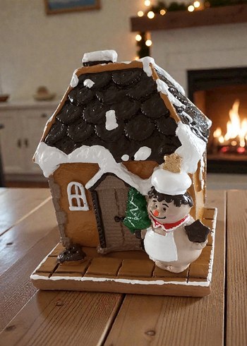 Kahverengi Ev ve Figürlü tütsülük ev - Görsel 2