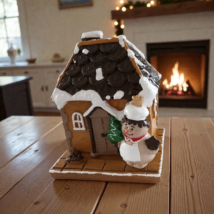 Kahverengi Ev ve Figürlü tütsülük ev - Görsel 2