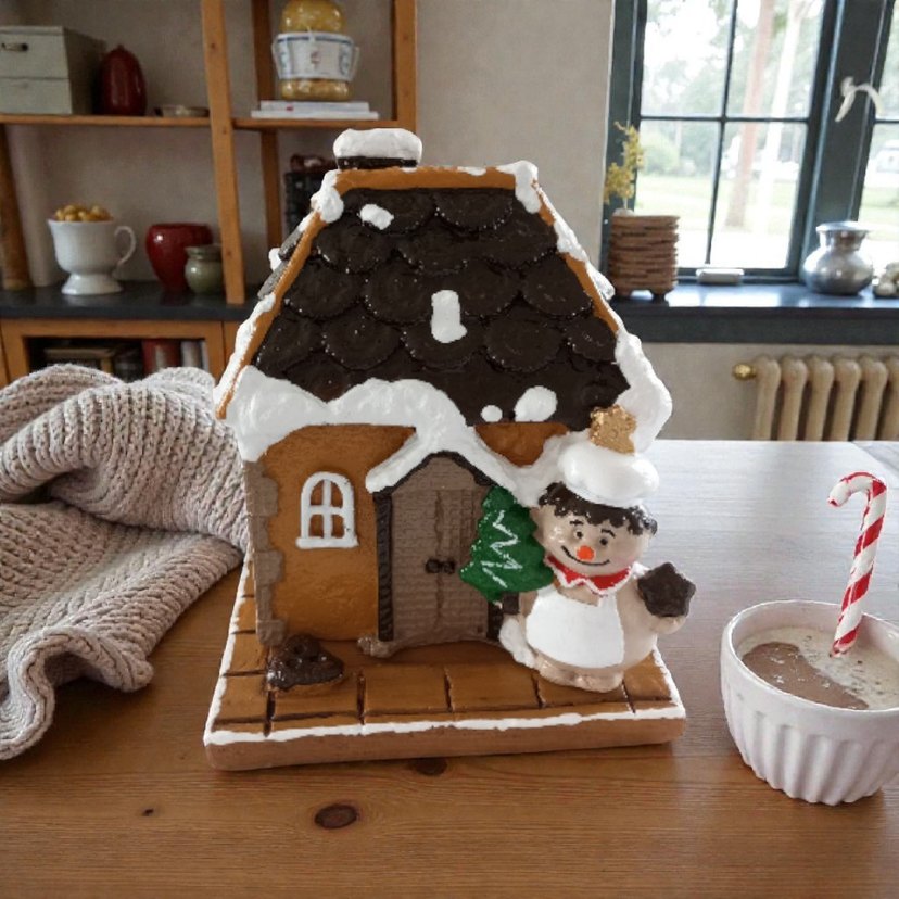 Kahverengi Ev ve Figürlü tütsülük ev - Görsel 4