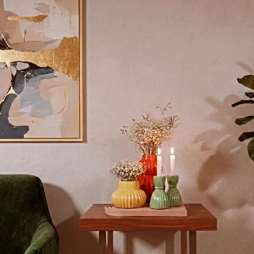 Pastel Renkli Mum ve Mumluk Seti - Görsel 2