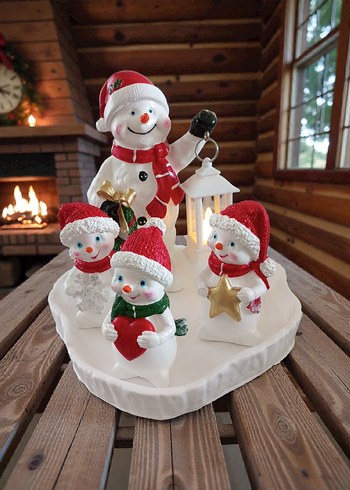 Beyaz Noel Karakterleri Biblo Seti - Görsel 3