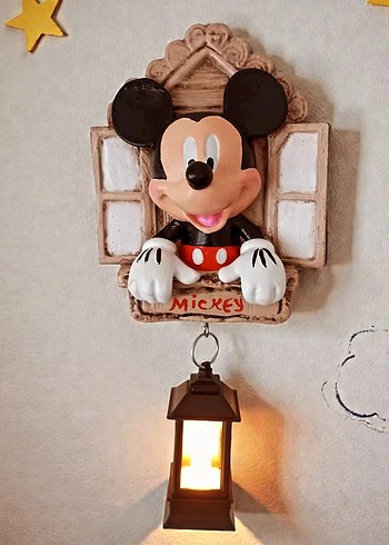 Mickey Mouse Figürlü Renkli Duvar Lambası - Görsel 2