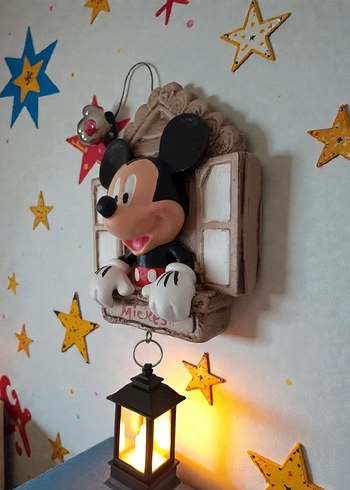 Mickey Mouse Figürlü Renkli Duvar Lambası - Görsel 3