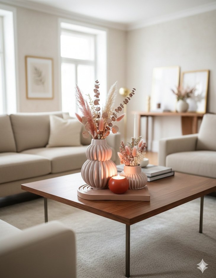 Pastel Beyaz Seramik Vazo Seti - Görsel 3