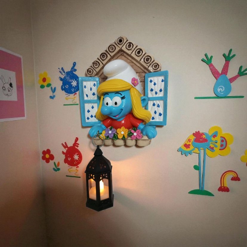 Mavi Şirin Figürlü Duvar Lambası - Görsel 3