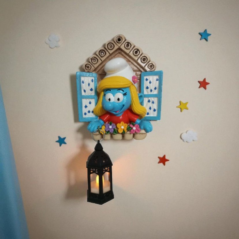 Mavi Şirin Figürlü Duvar Lambası - Görsel 5