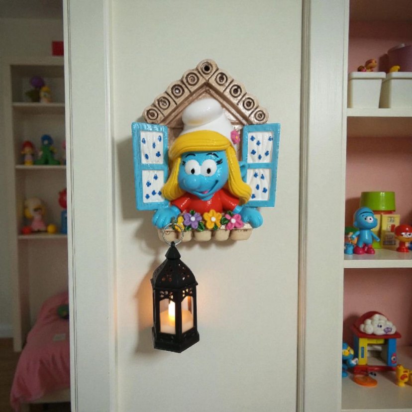 Mavi Şirin Figürlü Duvar Lambası - Görsel 4