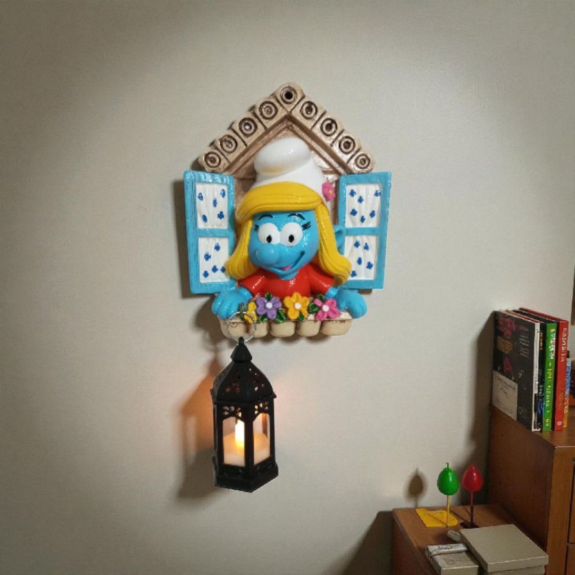 Mavi Şirin Figürlü Duvar Lambası - Görsel 2