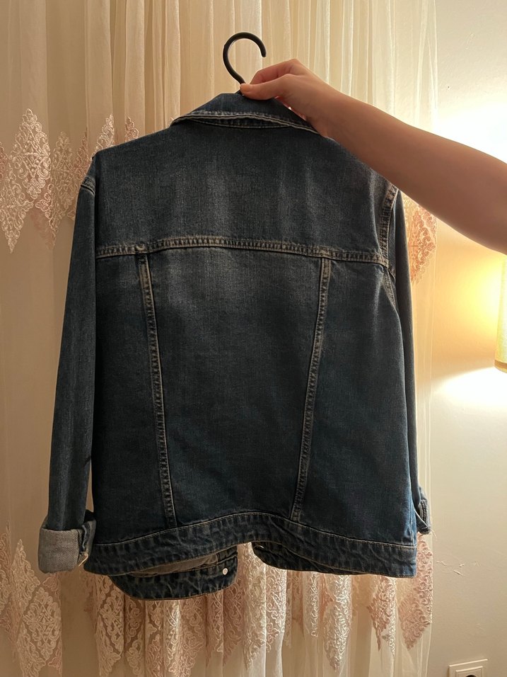 Yıldız Detaylı Kadın Mavi Denim Ceket - Görsel 2