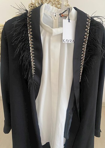 KAYRA Siyah İşlemeli Kadın gömlek ceket abiye takim - Görsel 4
