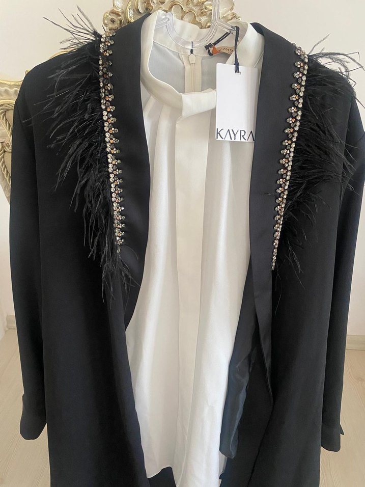 KAYRA Siyah İşlemeli Kadın gömlek ceket abiye takim - Görsel 4