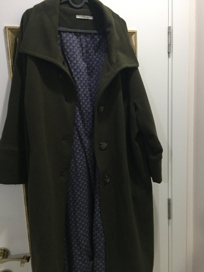 GALAXI marka siyah Uzun Oversize Balıkçı Yaka Kadın Kaban - Görsel 2