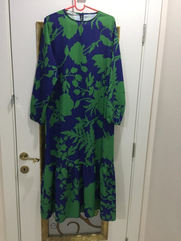 Mavi Bohem Bağlama Desenli elbise - Görsel 2