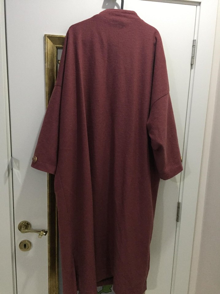 Bordo Uzun Kollu yarasa kol keçe manto - Görsel 2