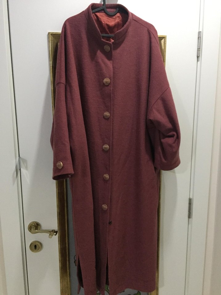 Bordo Uzun Kollu yarasa kol keçe manto - Görsel 3