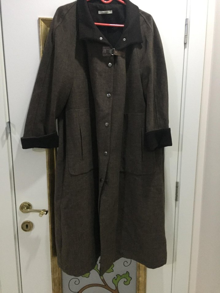 Kahverengi Uzun Süet Kadın Kaban - Görsel 3