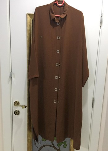 ARMINE marka Uzun Kahverengi yarasa kol parduse - Görsel 3