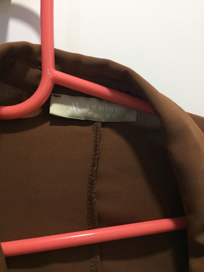 ARMINE marka Uzun Kahverengi yarasa kol parduse - Görsel 5