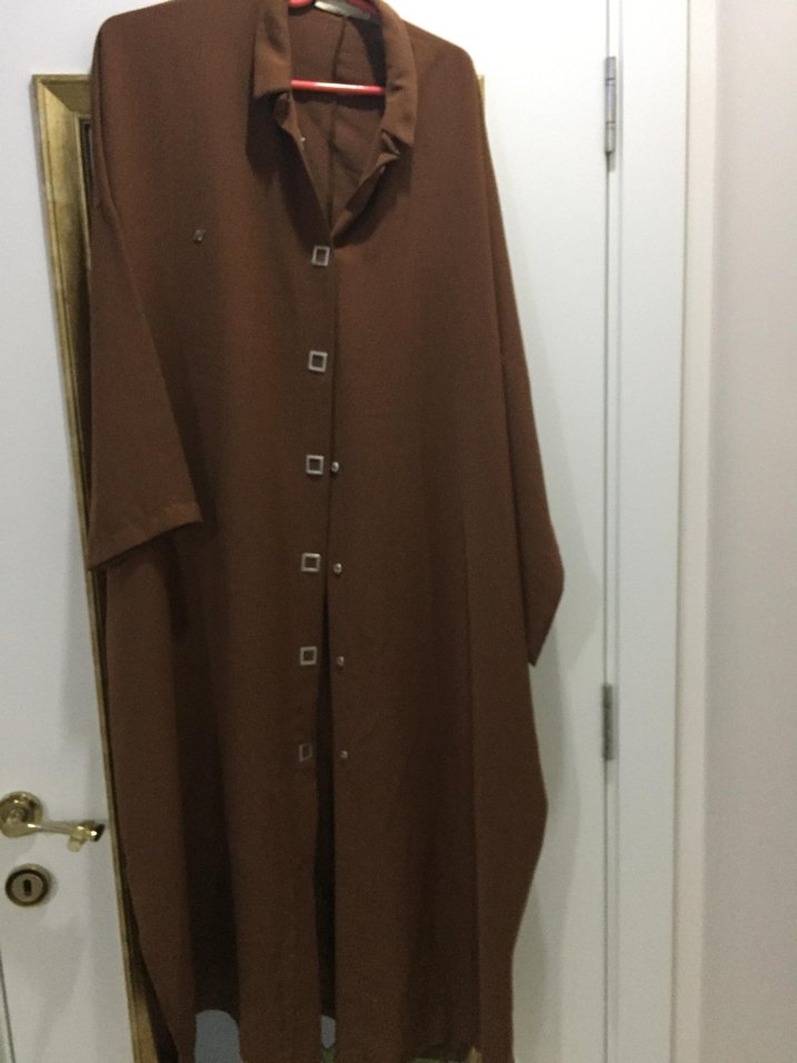 ARMINE marka Uzun Kahverengi yarasa kol parduse - Görsel 4