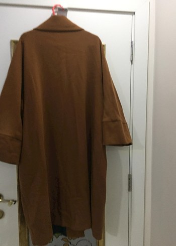 GALAXI marka Düğmeli Kahverengi Uzun Kadın Kaban - Görsel 2