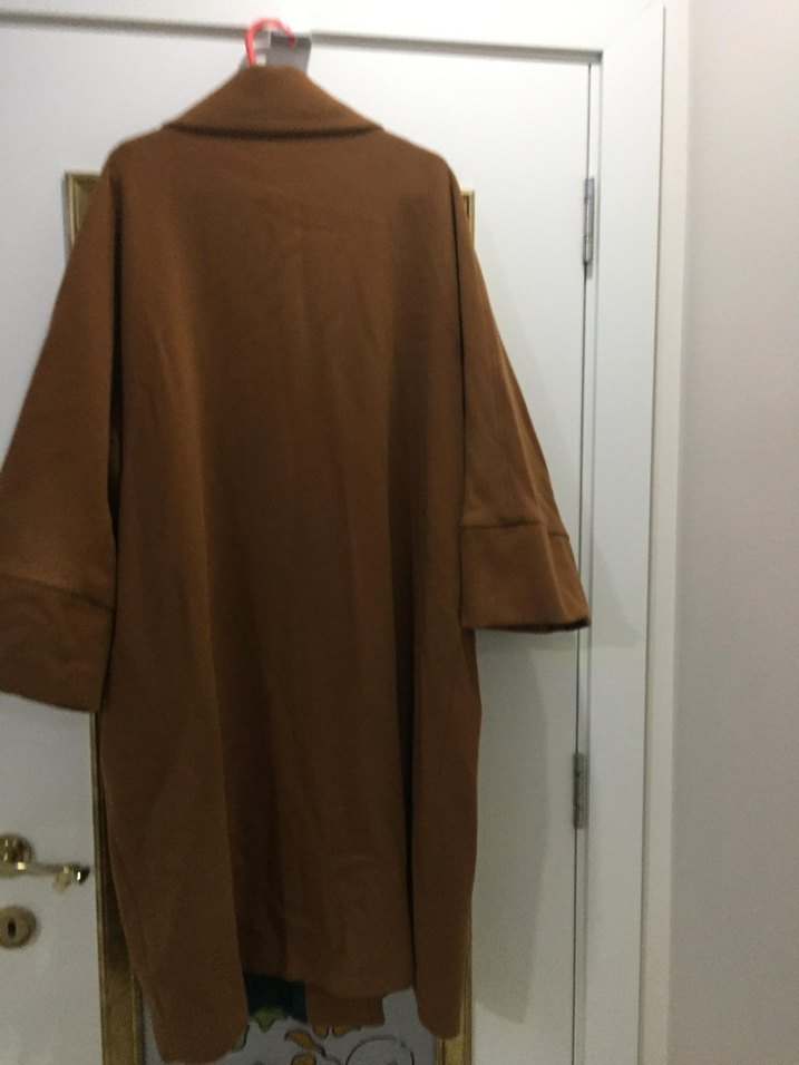 GALAXI marka Düğmeli Kahverengi Uzun Kadın Kaban - Görsel 2