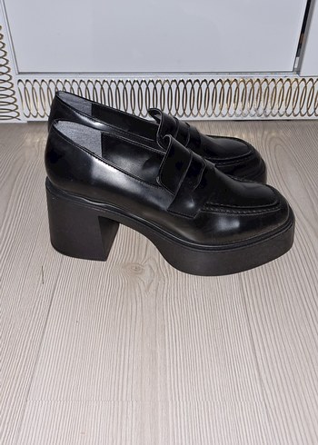 Kadın Siyah Platform Topuklu Loafer - Görsel 4