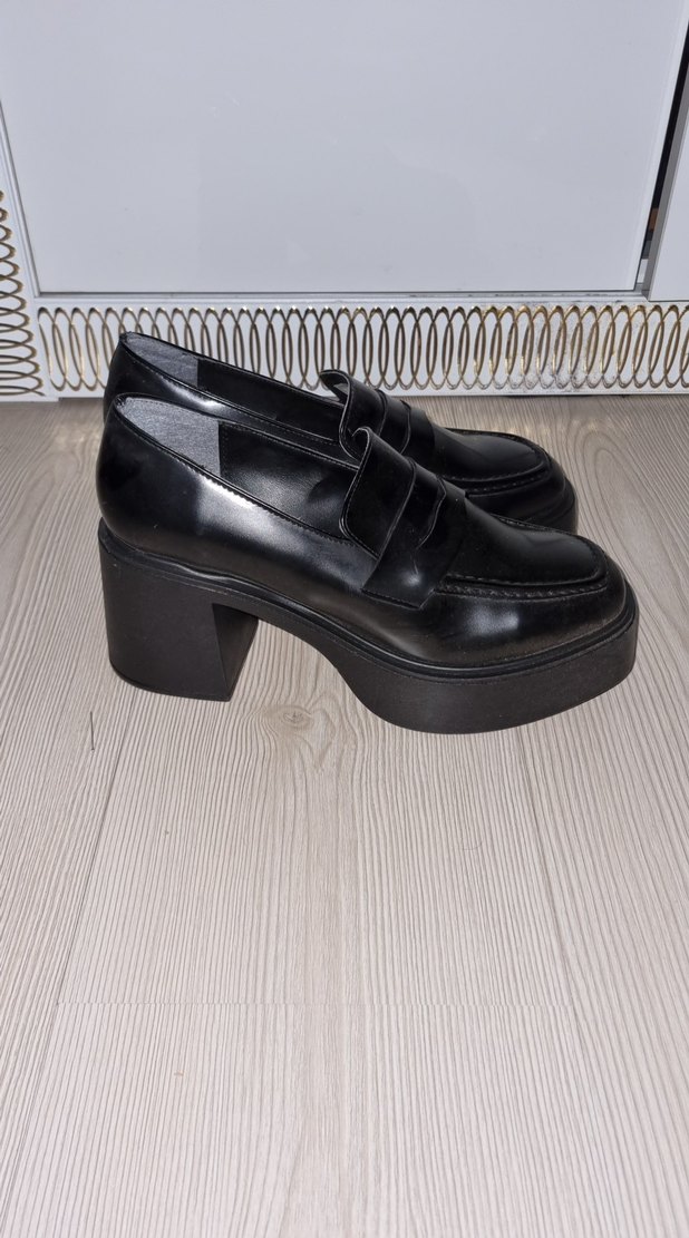 Kadın Siyah Platform Topuklu Loafer - Görsel 4