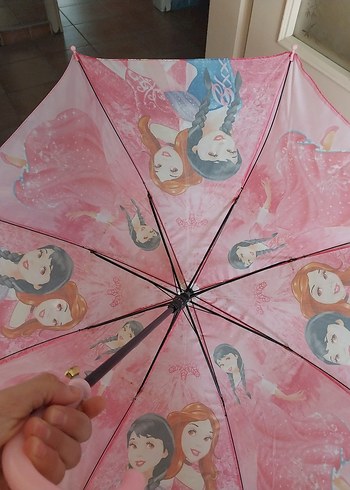 Pembe Fiyonk Detaylı Bohem Çocuk Şemsiye - Görsel 4