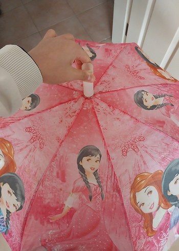 Pembe Fiyonk Detaylı Bohem Çocuk Şemsiye - Görsel 5