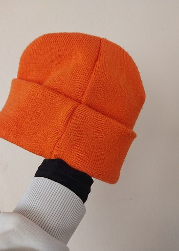 Turuncu Örgü Kadın Bere - Görsel 2