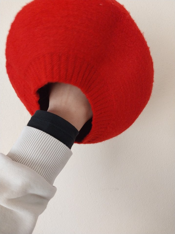 Kadın Kırmızı Örgü Yün Bere - Görsel 2