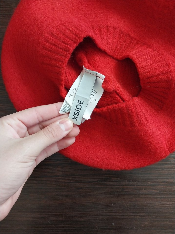 Kadın Kırmızı Örgü Yün Bere - Görsel 3