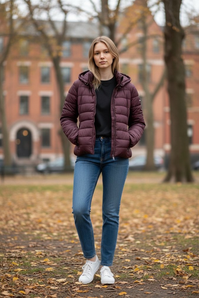 Bordo Fermuarlı Kadın Kışlık Mont - Görsel 5