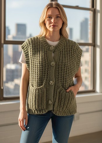 Yeşil Örgü Kadın Süveter - Görsel 4