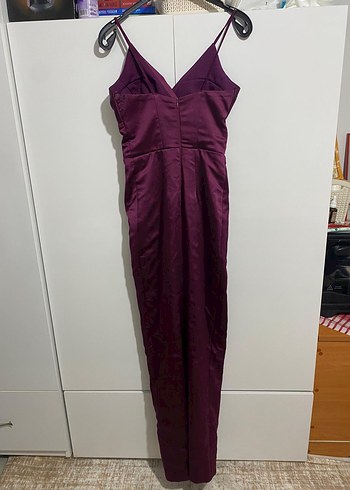 Bordo Drapeli Uzun Abiye Elbise - Görsel 2