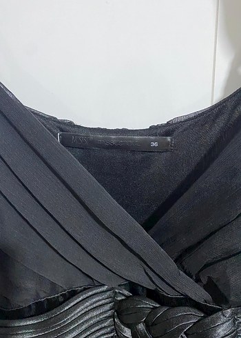 Siyah Uzun Drapeli Strappy Abiye Elbise - Görsel 3