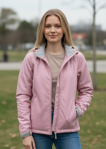 Pembe Fermuarlı Kadın Spor Ceket - Görsel 5