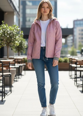 Pembe Fermuarlı Kadın Spor Ceket - Görsel 6