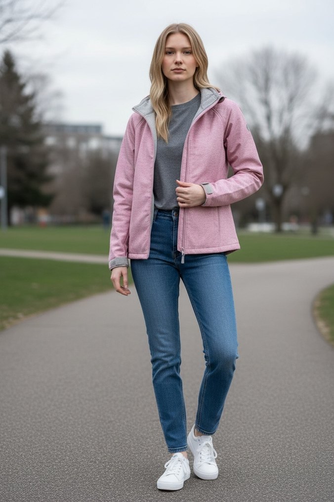 Pembe Fermuarlı Kadın Spor Ceket - Görsel 4