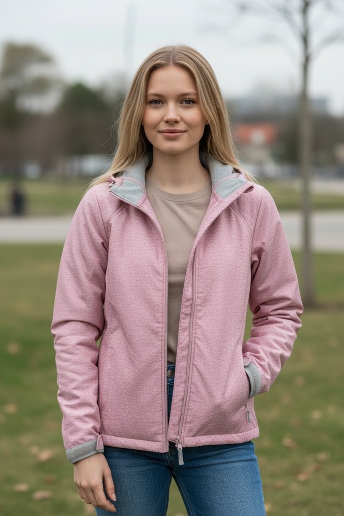 Pembe Fermuarlı Kadın Spor Ceket - Görsel 5