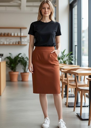 Kahverengi Midi Etek - Görsel 4