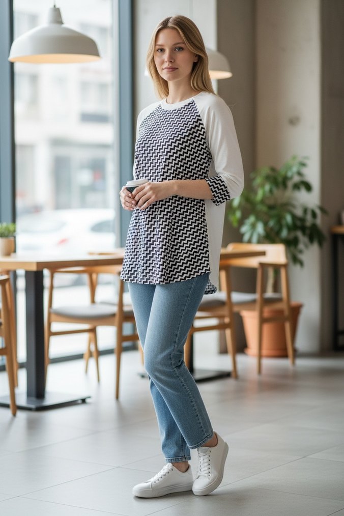 Uzun Kollu bisiklet Yakalı Kadın tunik - Görsel 3