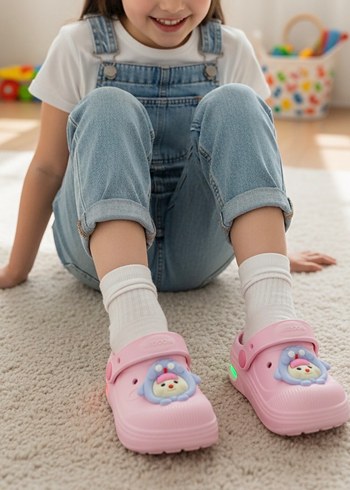 Işıklı Pembe Kız Çocuk Terlik - Görsel 2