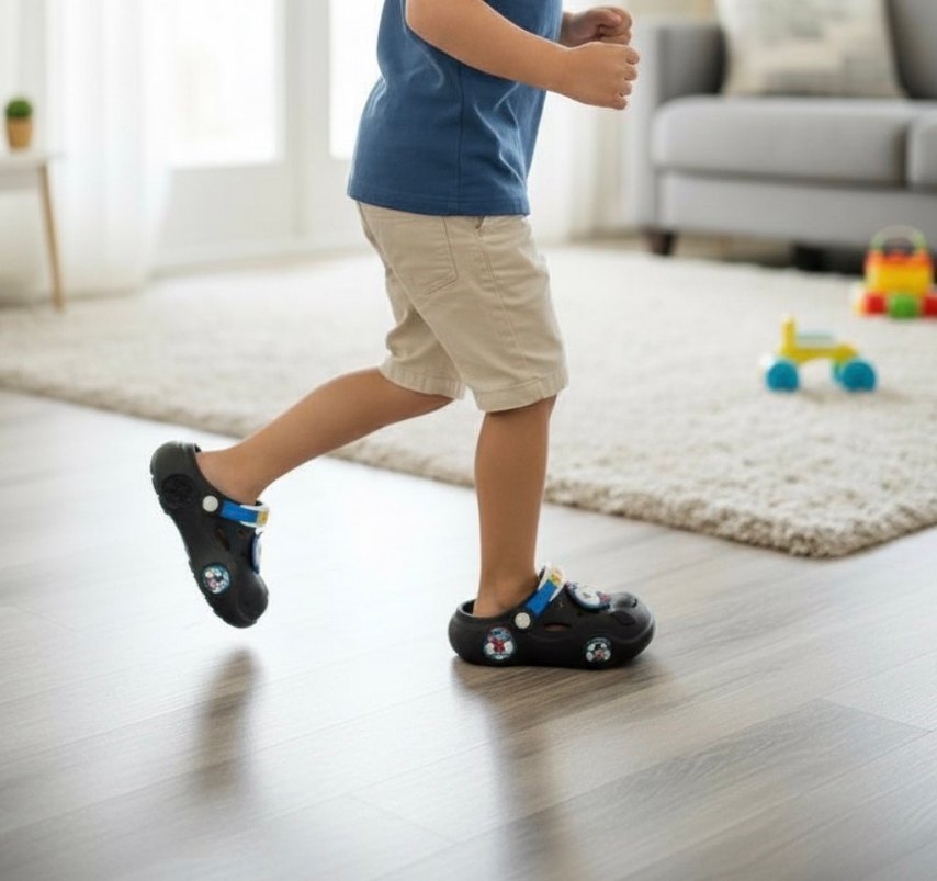 Siyah Baskılı Tokalı Erkek Çocuk Terliği - Görsel 4