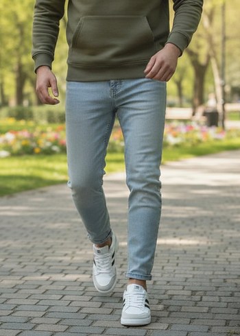 Beyaz Siyah Çizgili Erkek Sneakers - Görsel 3