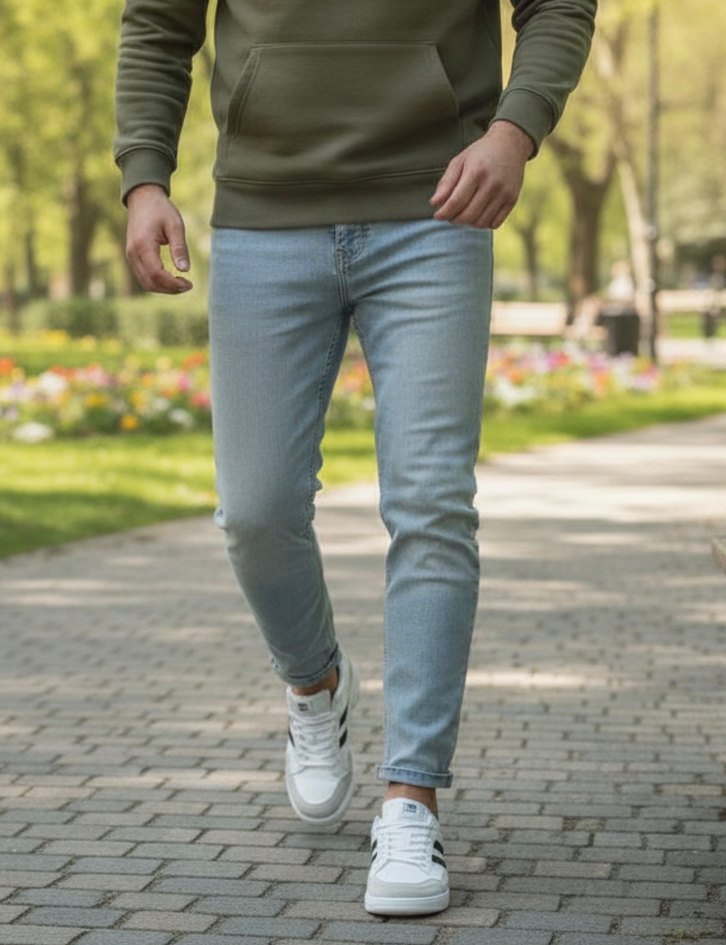 Beyaz Siyah Çizgili Erkek Sneakers - Görsel 3