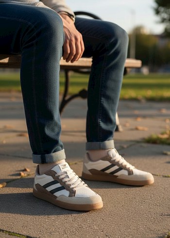 Erkek Kahverengi Çizgili Denim Spor Ayakkabı - Görsel 2